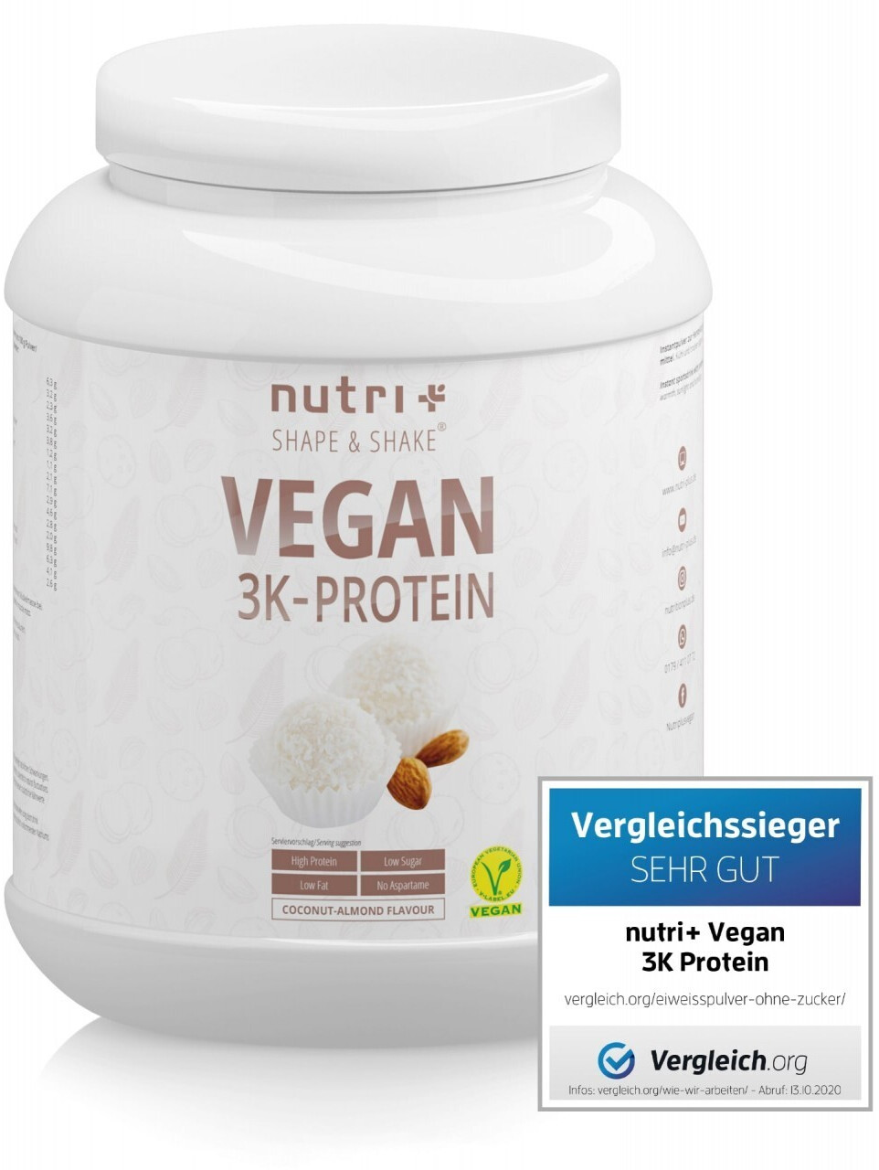 Nutri-Plus Vegan 3K Shape & Shake 1000g Banana