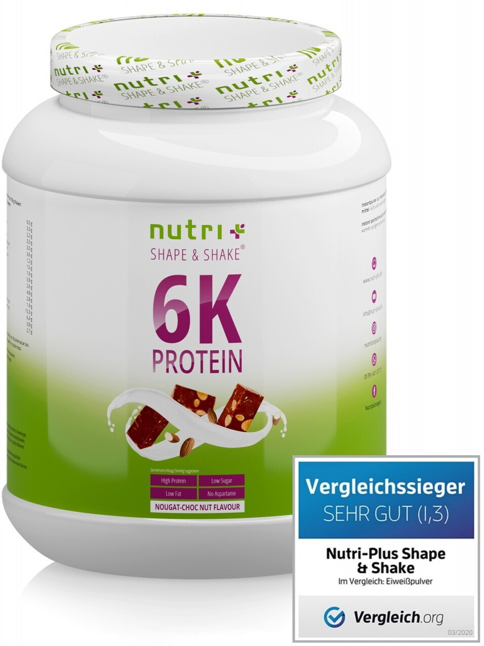 Nutri-Plus Vegan 6K Protein 1000g Chocolate-Peanut