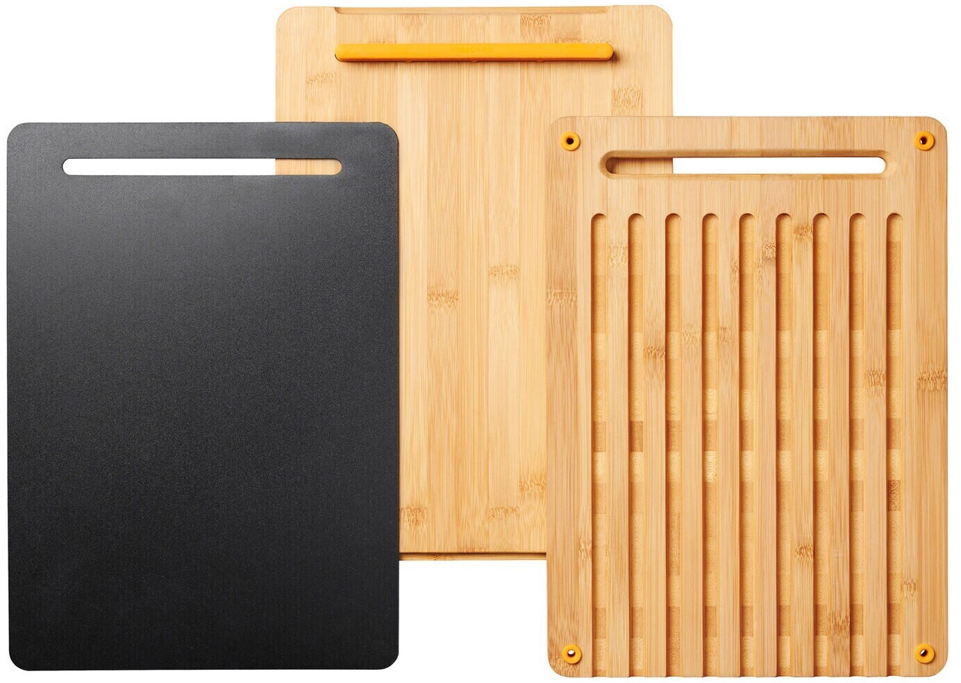 Fiskars Functional Form Cutting Board 3 Pack Bamboo Plastic