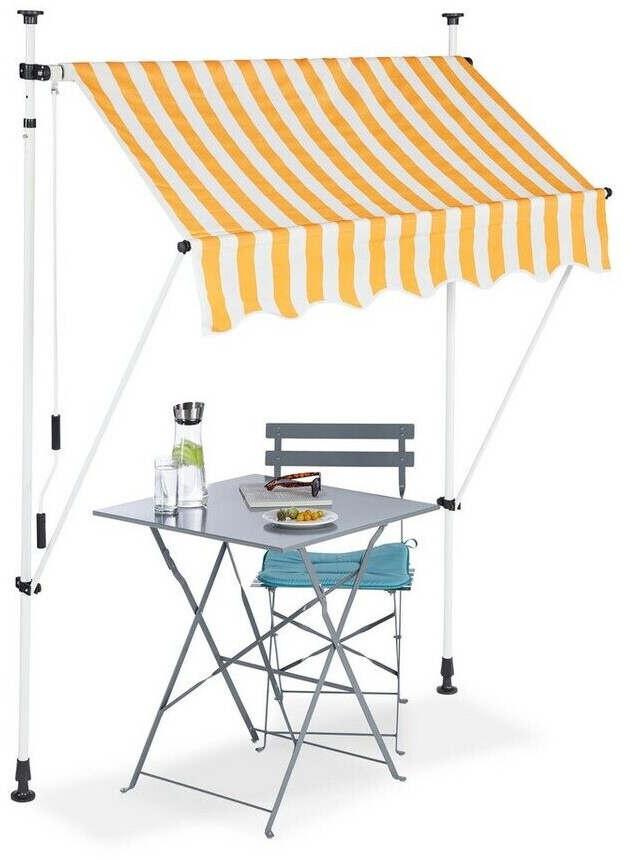 Relaxdays Telescopic Canopy 150x120cm Yellow/White (10025724_773)