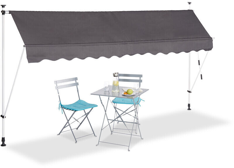 Relaxdays Telescopic Canopy 350x120cm grey  (10023701_834)