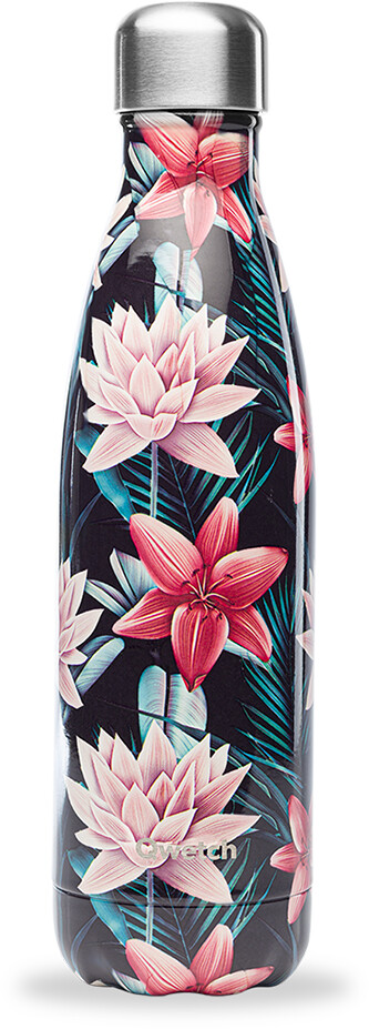 Qwetch Bouteille Isotherme Collection Tropical - Noir