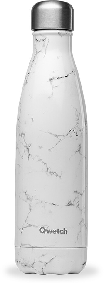 Qwetch Bouteille Isotherme Marbre 500ml Blanc