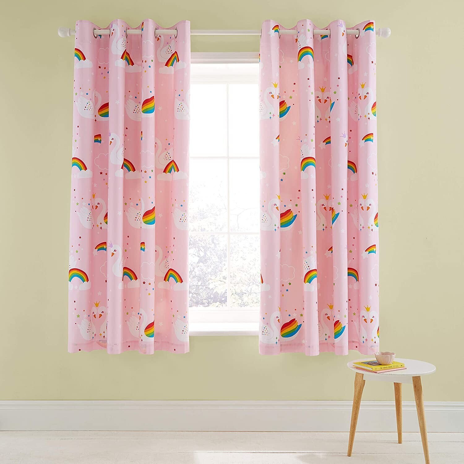 Catherine Lansfield Rainbow Swan Lined Children's Curtains