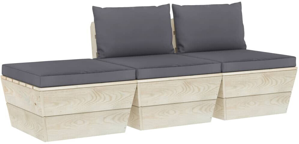 vidaXL Salon de jardin palette 3 pcs avec coussins (3063408)