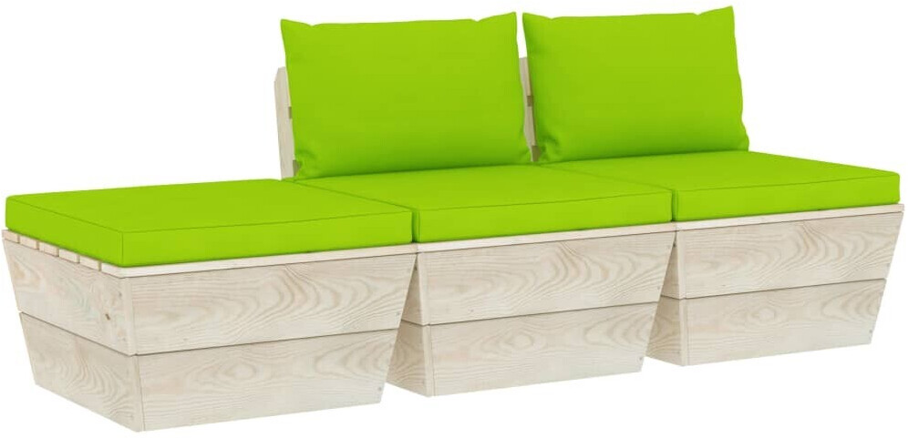 vidaXL Salon de jardin palette 3 pcs avec coussins