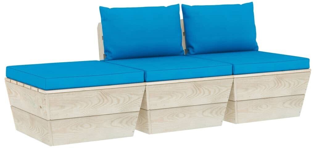 vidaXL Salon de jardin palette 3 pcs avec coussins (3063412)