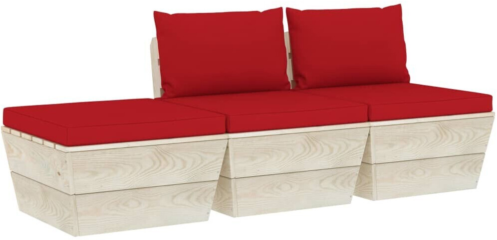 vidaXL Salon de jardin palette 3 pcs avec coussins (3063414)