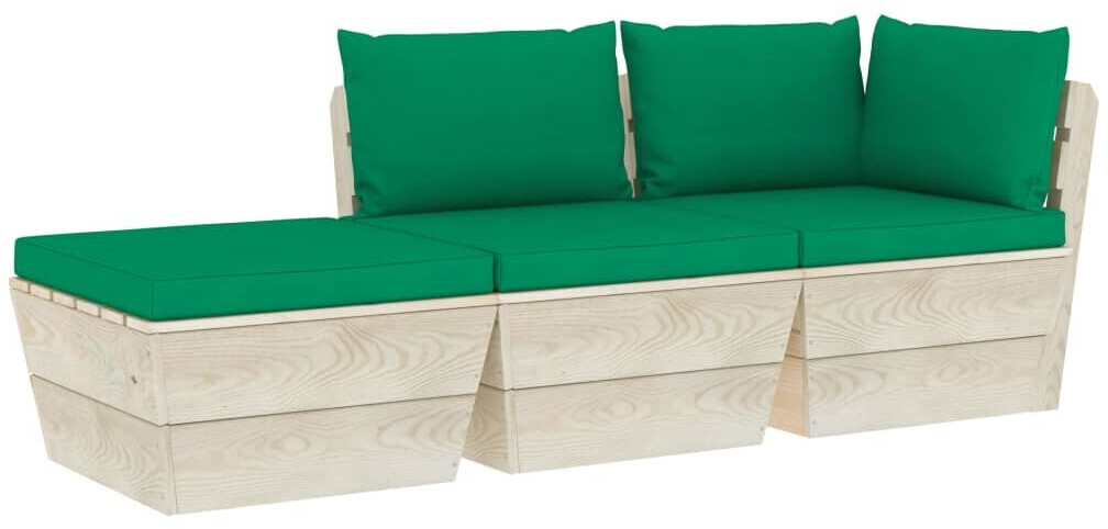 vidaXL Salon de jardin palette 3 pcs avec coussins Épicéa imprégné (3063425)