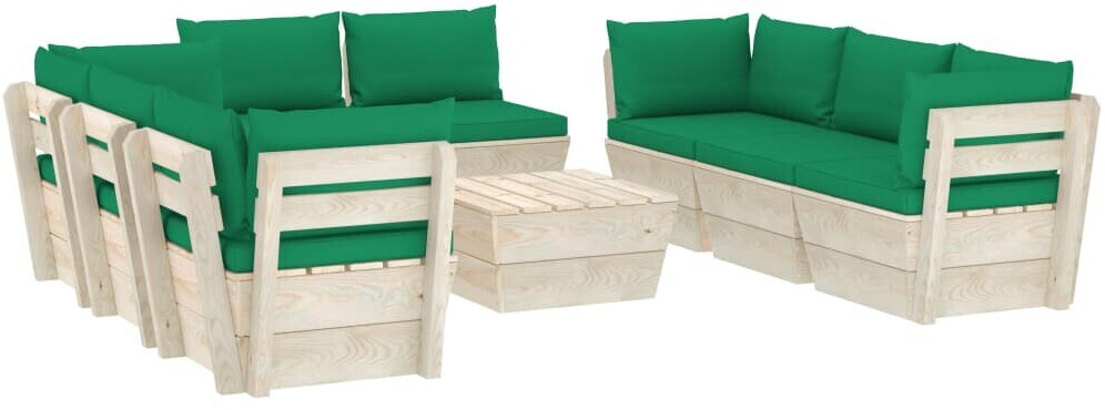 vidaXL Salon de jardin palette 9 pcs avec coussins