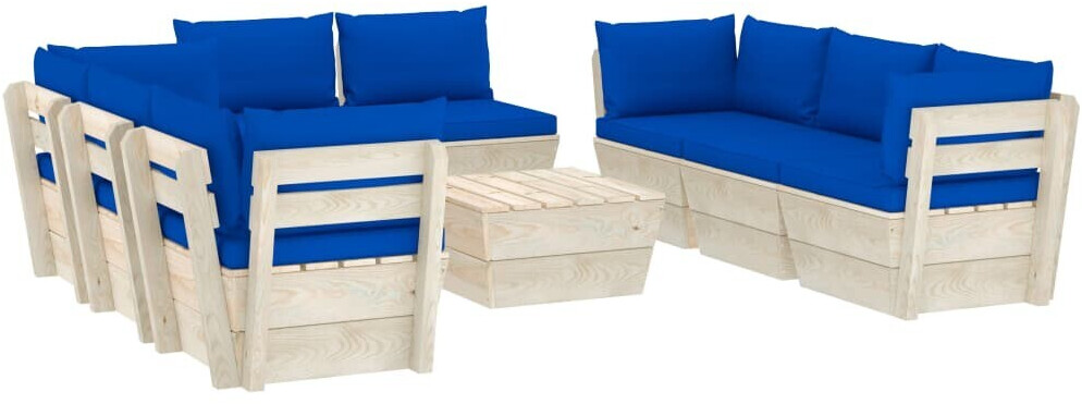 vidaXL Salon de jardin palette 9 pcs avec coussins (3063658)