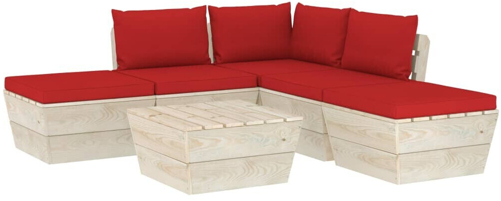 vidaXL Salon de jardin palette 6 pcs avec coussins Épicéa imprégné (3063498)
