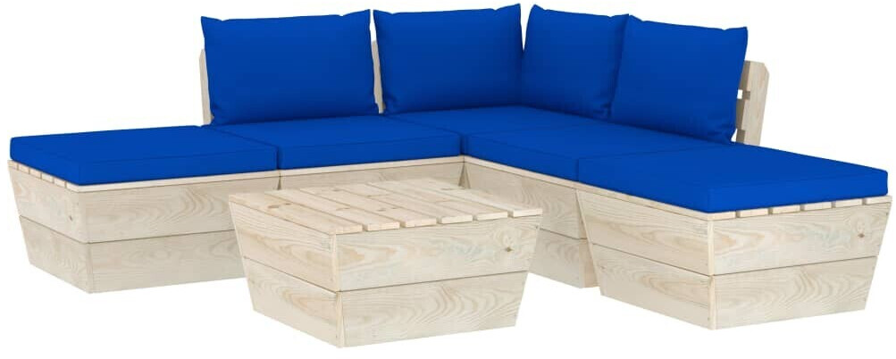 vidaXL Salon de jardin palette 6 pcs avec coussins Épicéa imprégné (3063502)