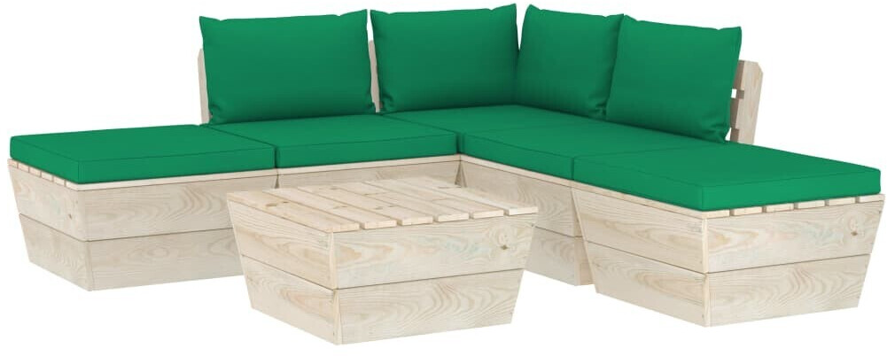 vidaXL Salon de jardin palette 6 pcs avec coussins Épicéa imprégné (3063497)