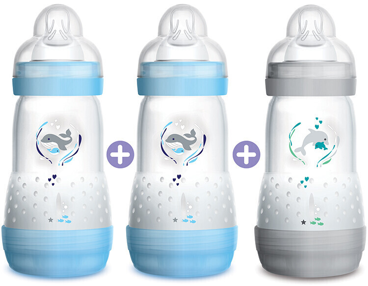 MAM Easy Start anti-colique 260 ml bleu/gris (x3)