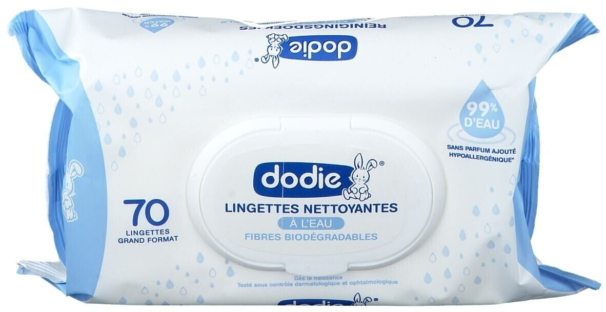 Dodie Lingettes Nettoyantes Bébé à l'eau - 60 lingettes 🎁 1 acheté = 1  offert