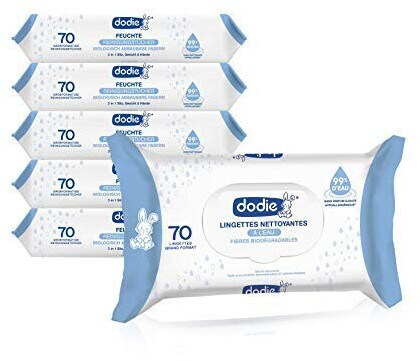 Dodie Lingettes nettoyantes à l'eau biodégradables (6x70 pc)