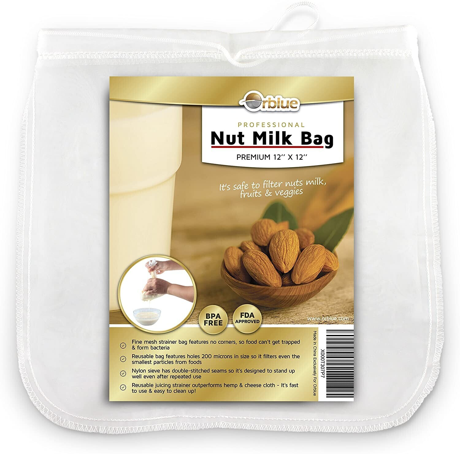 Orblue Nut milk bags made of nylon, make your own nut milk