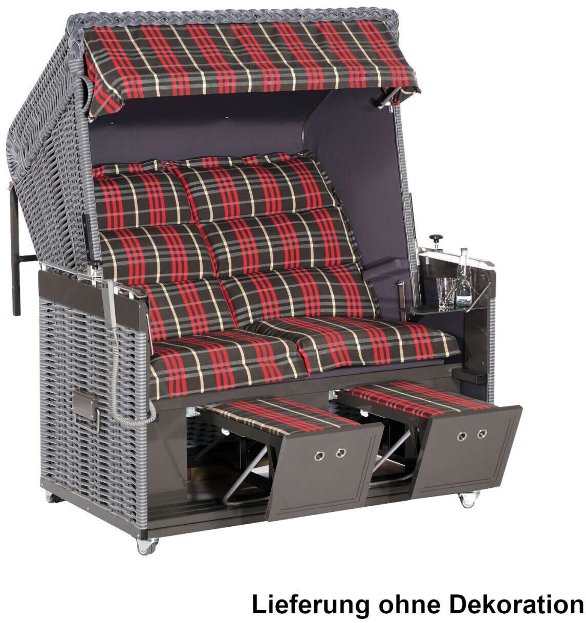 SonnenPartner Präsident Alu Duo-Style 2-Sitzer XL Liegemodell grau/rot