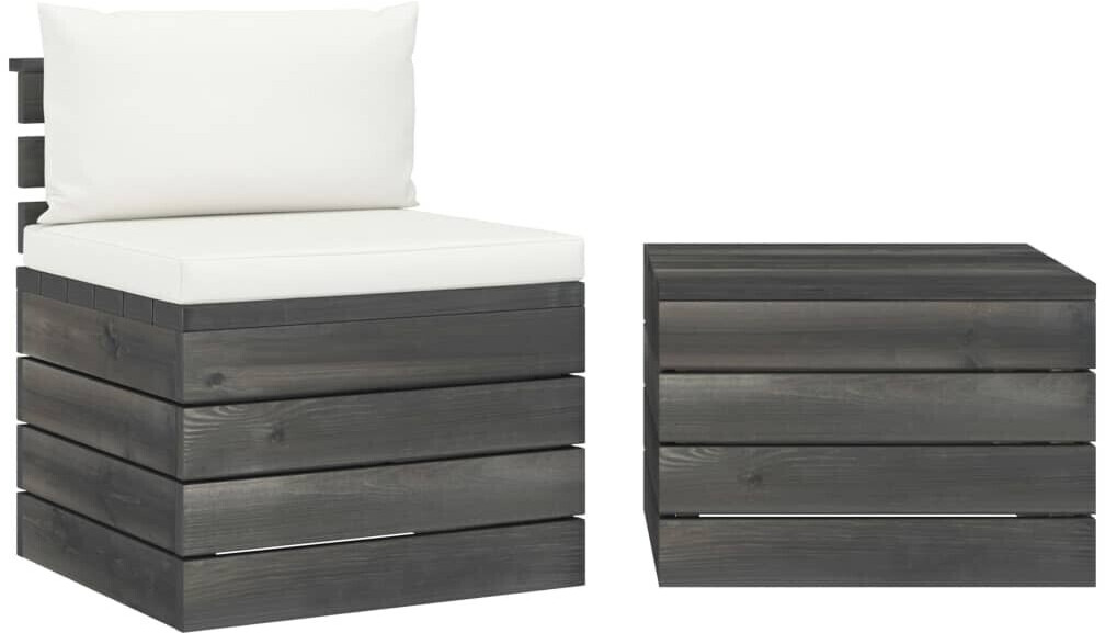 vidaXL Salon palette de jardin 2 pcs avec coussins