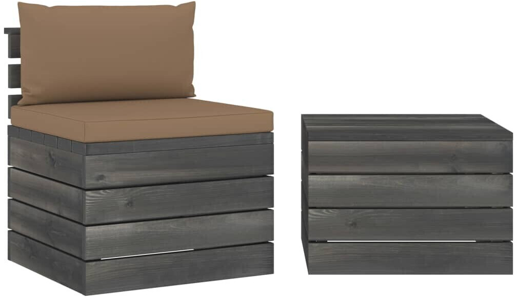 vidaXL Salon palette de jardin 2 pcs avec coussins (3061667)