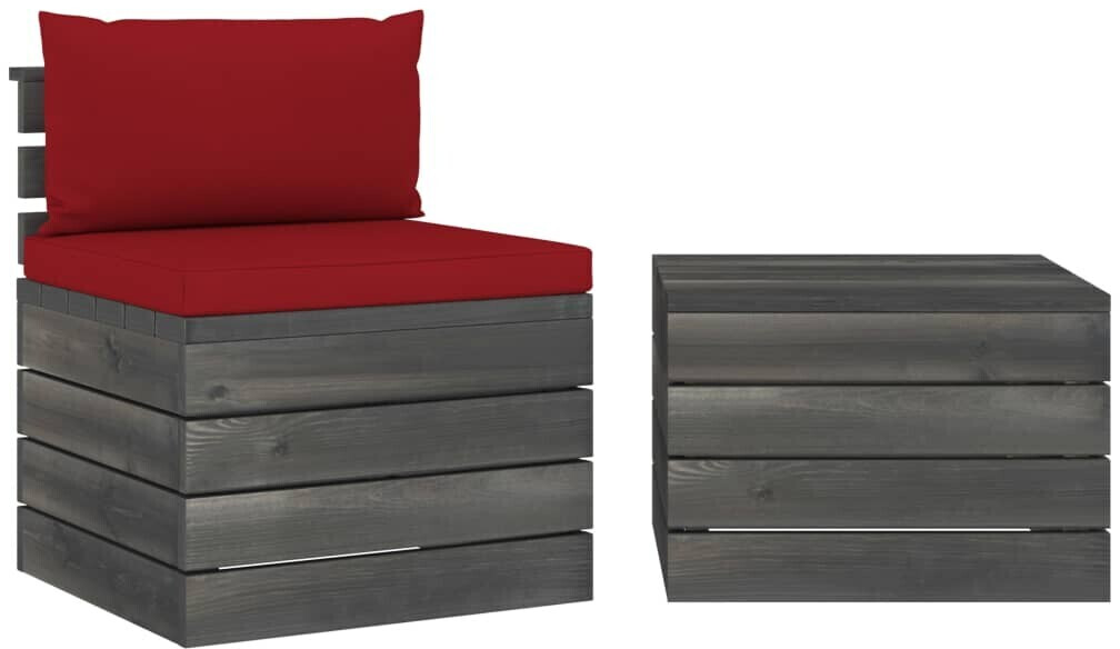 vidaXL Salon palette de jardin 2 pcs avec coussins (3061668)