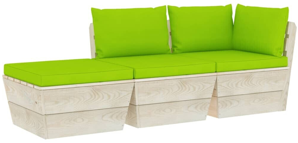 vidaXL Salon de jardin palette 3 pcs avec coussins Épicéa imprégné (3063431)
