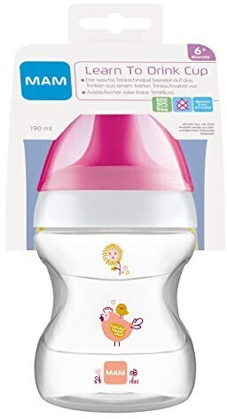 MAM Gobelet à bec rose transparent 190 ml