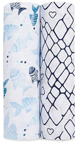 aden + anais Lot de 2 langes en mousseline 120 x 120 cm Gone fishing