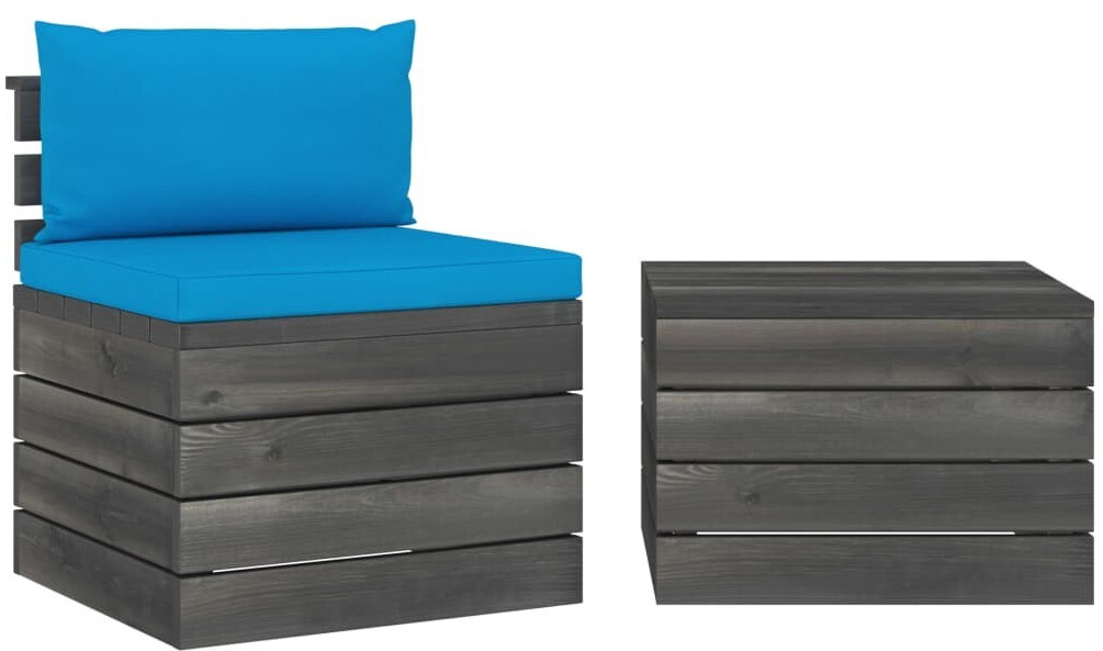 vidaXL Salon palette de jardin 2 pcs avec coussins (3061663)