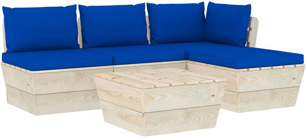 vidaXL Salon de jardin palette 5 pcs avec coussins