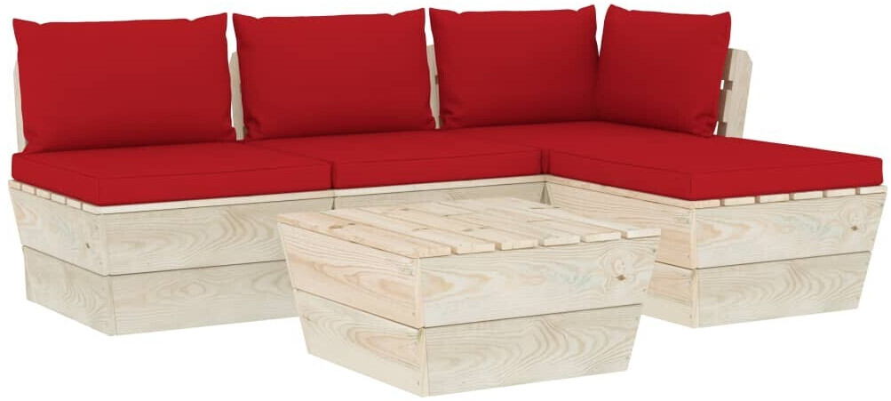 vidaXL Salon de jardin palette 5 pcs avec coussins (3063462)