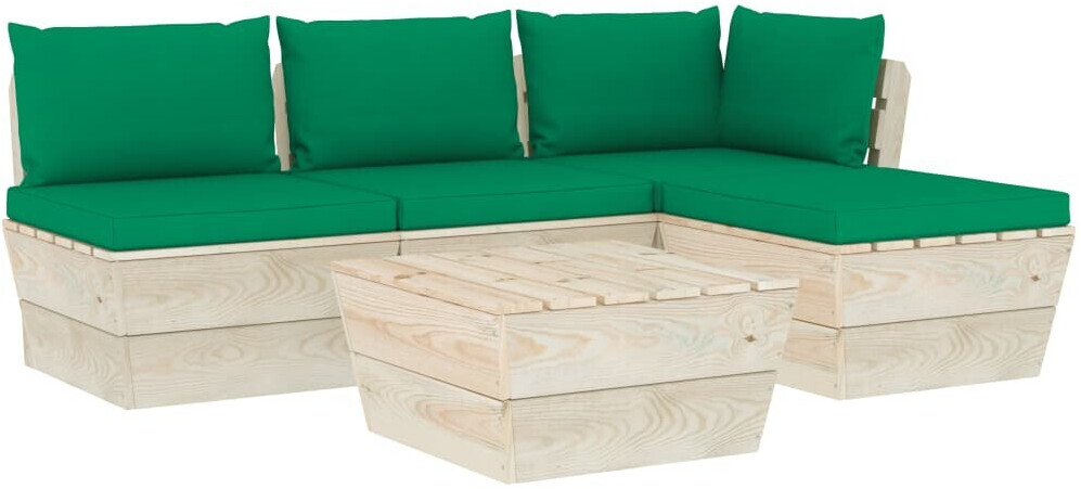 vidaXL Salon de jardin palette 5 pcs avec coussins (3063461)