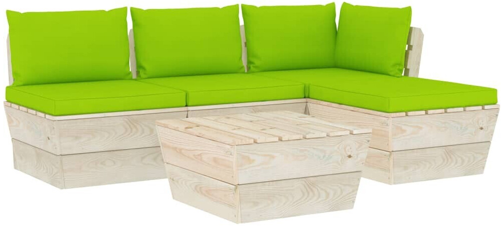 vidaXL Salon de jardin palette 5 pcs avec coussins (3063467)