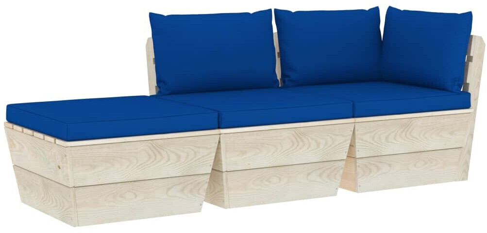 vidaXL Salon de jardin palette 3 pcs avec coussins Épicéa imprégné (3063430)