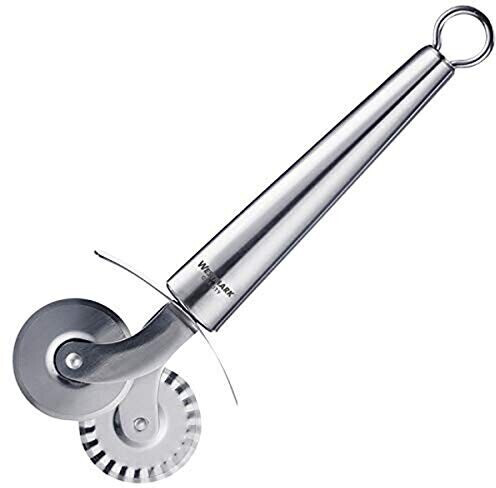 Westmark Pizza cutter / pastry wheel, 2 cutting wheels (smooth / wavy), ø 3.8 cm each, length: 18.7 cm, stainless steel, Glory, silver, 18322270