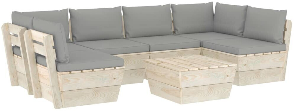 vidaXL Salon de jardin palette 7 pcs avec coussins