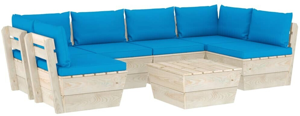 vidaXL Salon de jardin palette 7 pcs avec coussins (3063592)