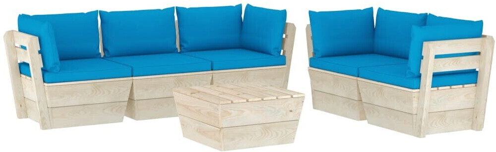 vidaXL Salon de jardin palette 6 pcs avec coussins (3063520)