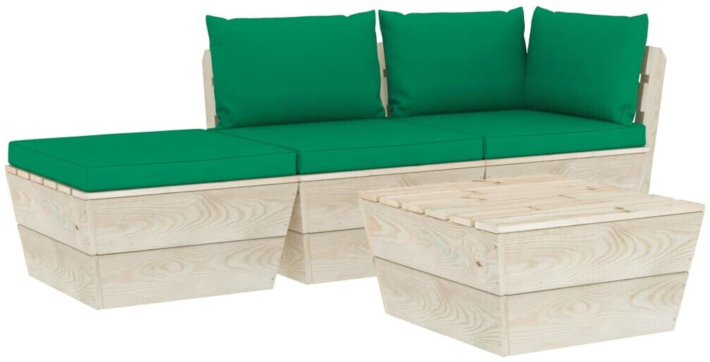 vidaXL Salon de jardin palette 4 pcs avec coussins