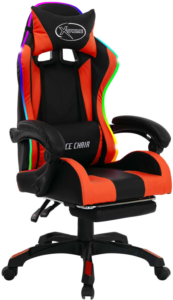 vidaXL Gaming Chair with RGB LED Orange/Black with Footrest