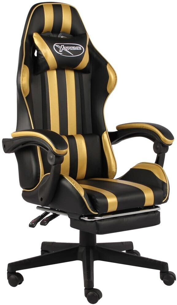 vidaXL Gaming Chair synthetic leather (100 % PVC) Gold with Footrest (20528)