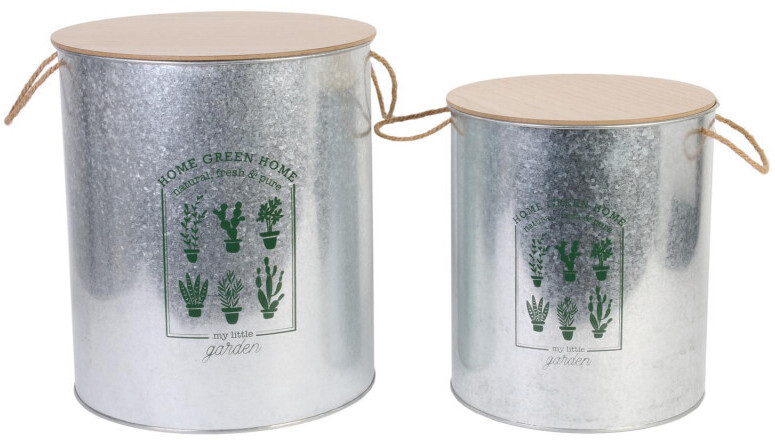 The home deco factory Poubelles coffre métal, lot de 2