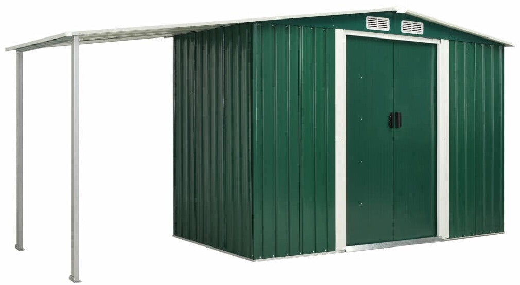 vidaXL Garden Shed with Sliding Doors (386x131x178cm) - Green