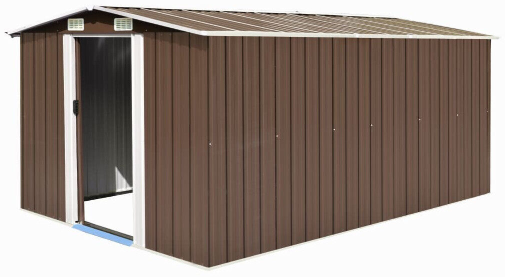 vidaXL Metal Garden Storage Shed (257x398x178cm) - Brown