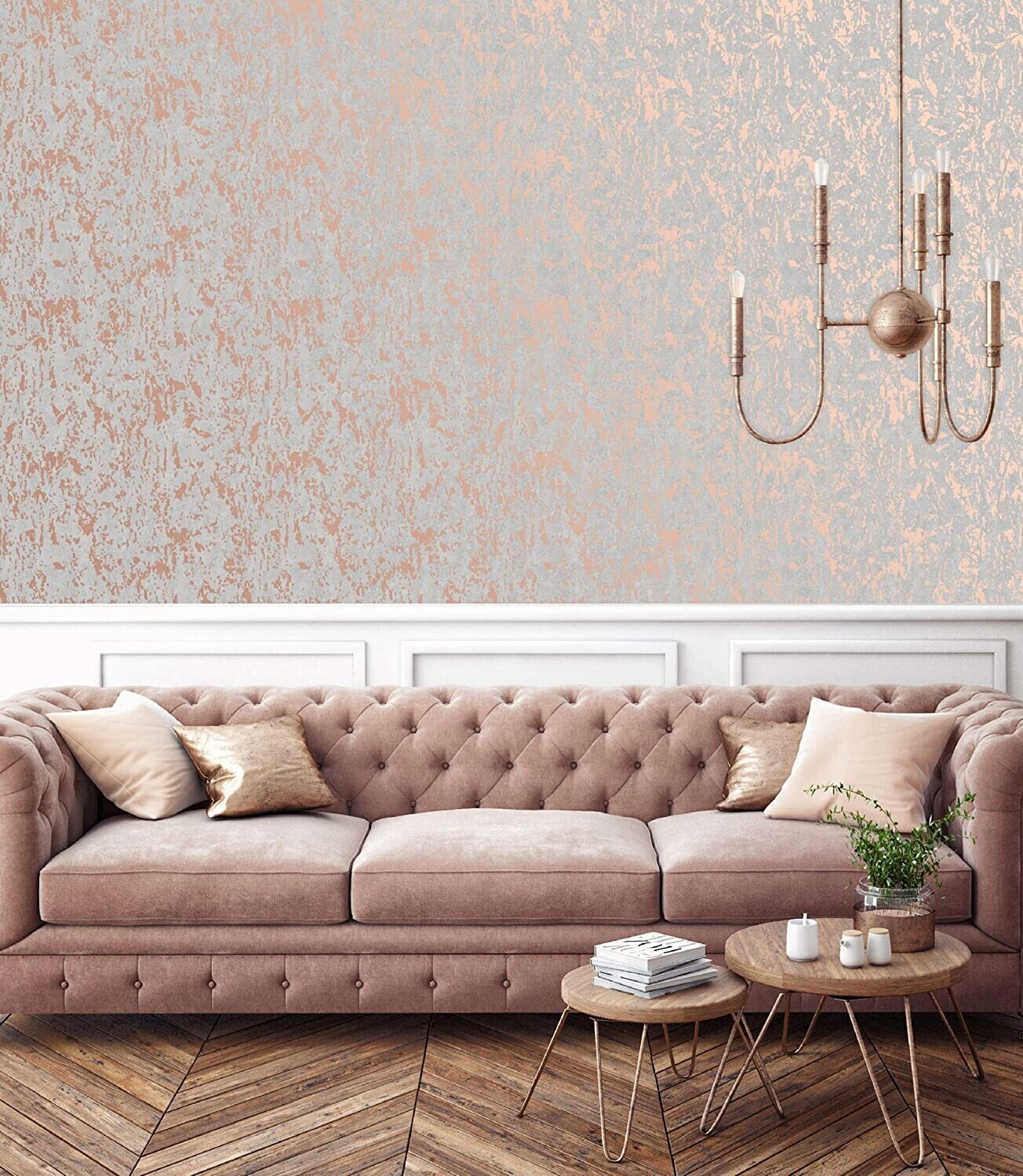 Photos - Wallpaper Graham & Brown Graham & Brown Super fresco Rose Gold Milan Illusion Plain