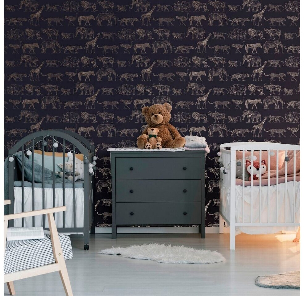 vidaXL Midnight Navy Animal Safari Wallpaper ab € 22,99