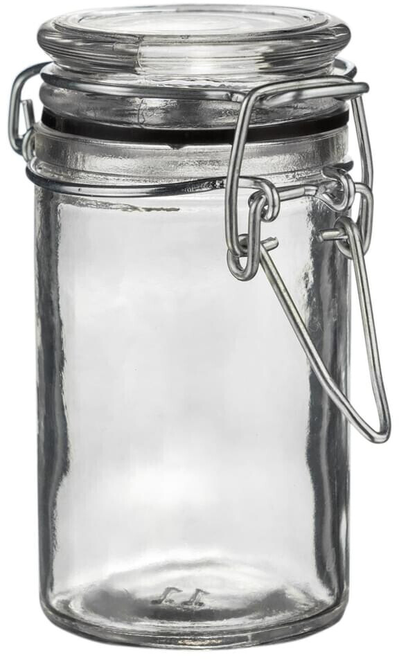 Argon Ta Glass Jar with Airtight Clip Lid 70 ml Black Seal (3 pcs)