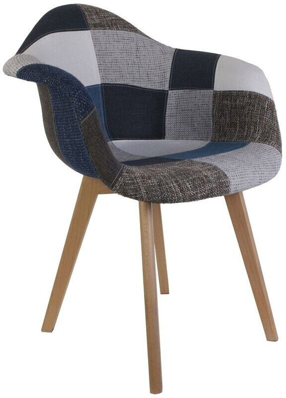 The home deco factory Fauteuil patchwork bleu/gris