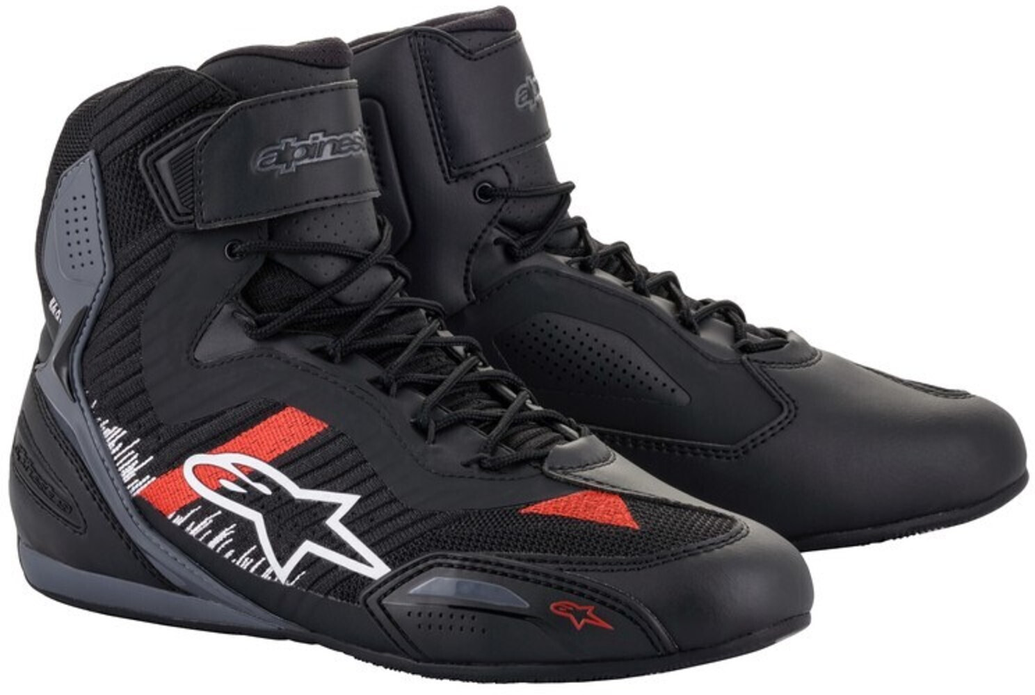 Photos - Motorcycle Boots Alpinestars Faster 3-Rideknit Boots Black/Grey/Red 